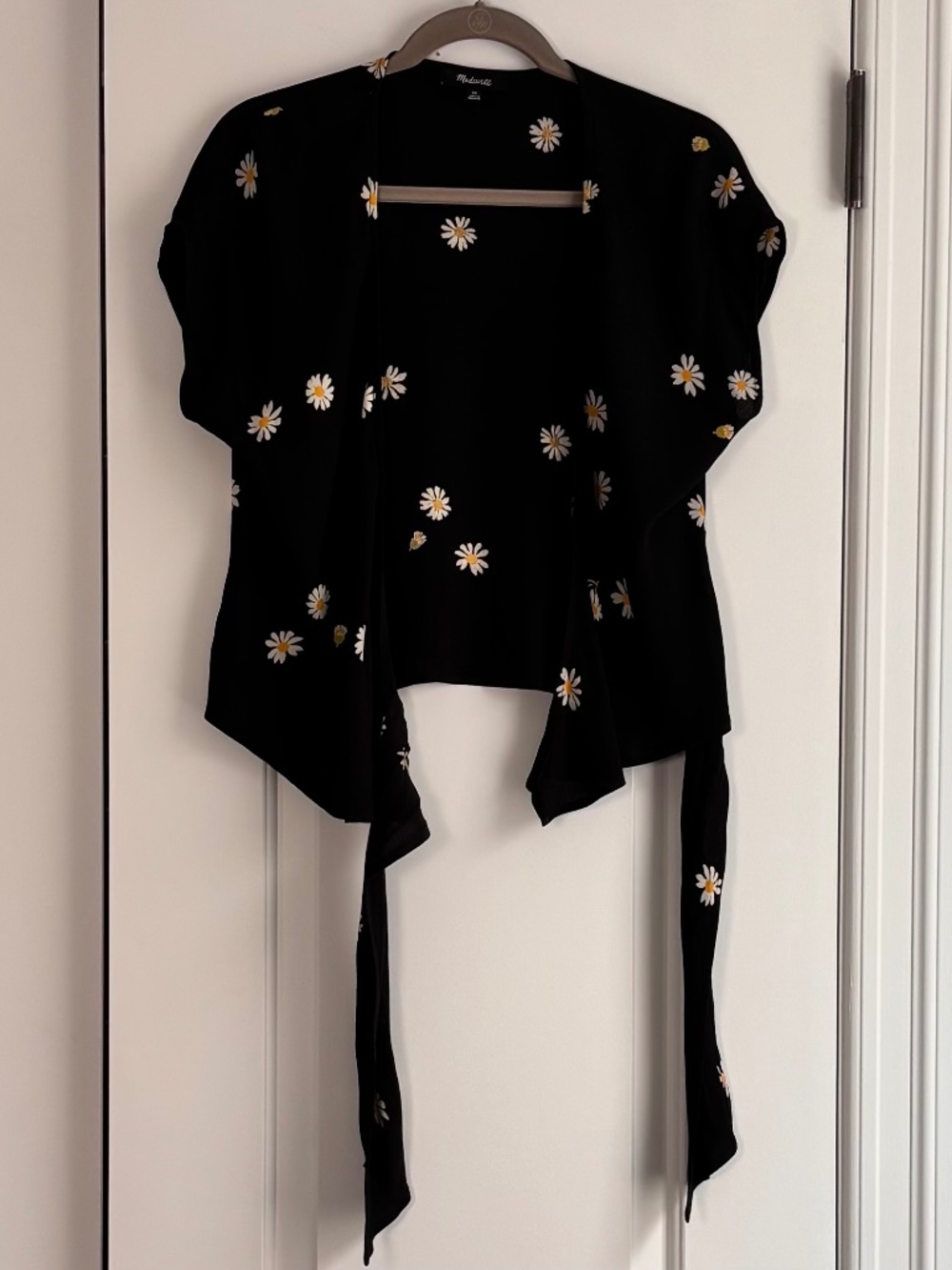 Madewell Sash-Tie Wrap Crop Top Daisy Print Blouse Size XS - Picture 3 of 6